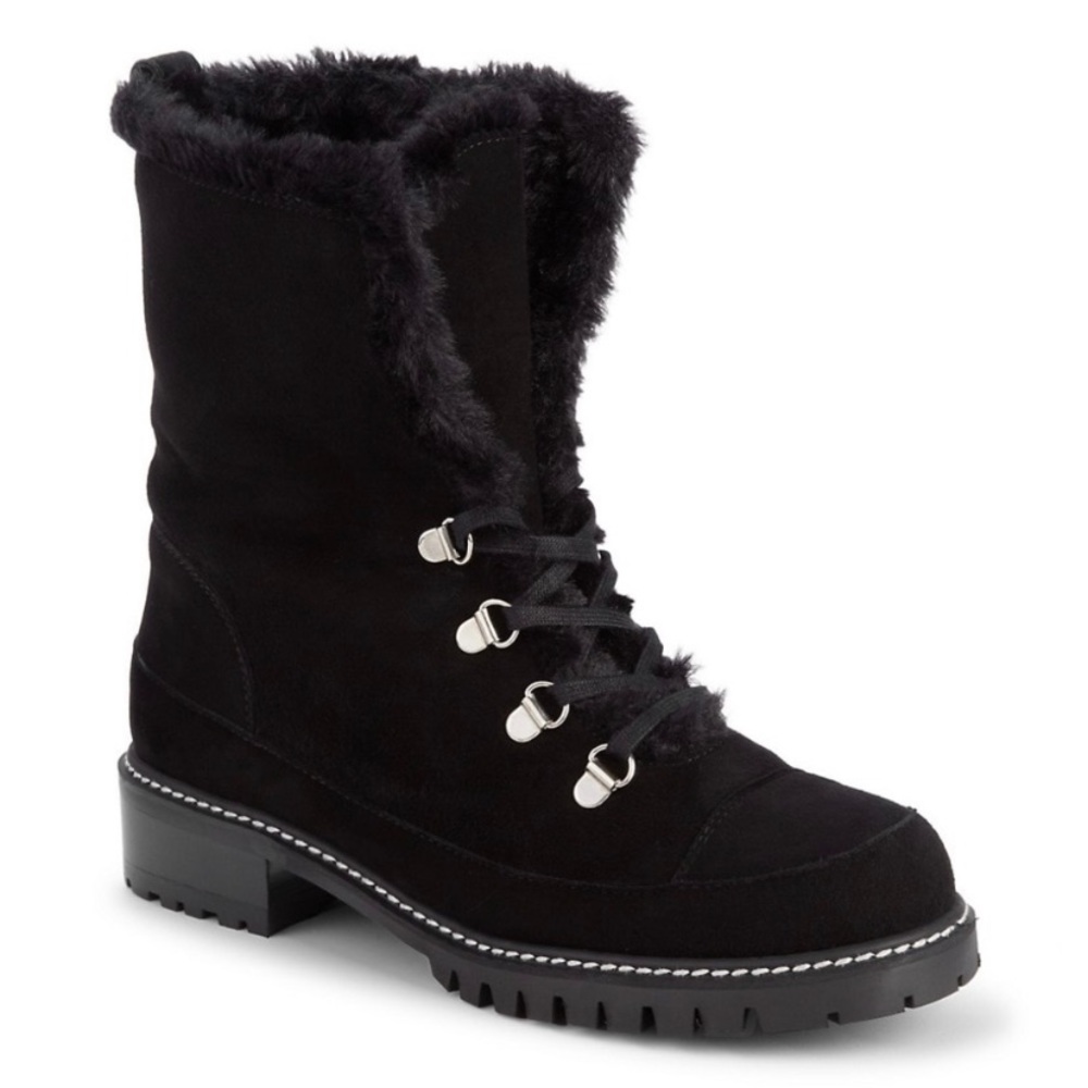 Staurt Weizmann Luge Faux Fur Black Suede Boot